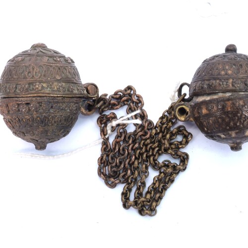Pair shops of Vintage Rare Betel Lime Paste Box With Chain - Pair Of beautiful Brass Betel Ingredients Box - Unique Betel Box Collectible. i22-35