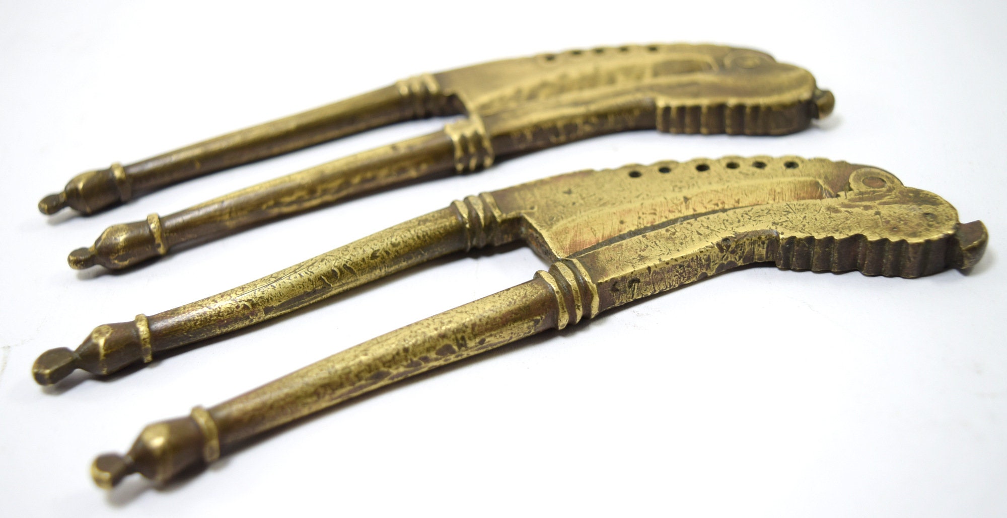 Old Indian Collectible Three Brass Betel Nut Crackers Home Etsy