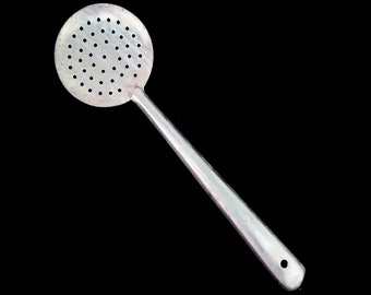 Vintage India Stainless Steel Skimmer Spoon Kitchen Tool Home Accent -Old Indian Kitchen Utensil Spoon -Home Decor Collectible Spoon i40-142