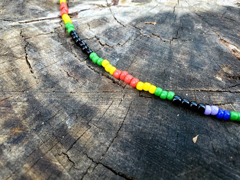 Handmade Bob Marley Reggae Style Peace Sign Necklace Rasta BeadsHippie PsychedelicBlack VariantPeace Sign PendantTrippy HippieBohemian