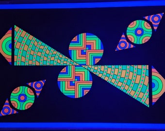 Kaleidoscopic Geometric Cosmic Black Hole Psychedelic Blacklight Poster - Limited Edition