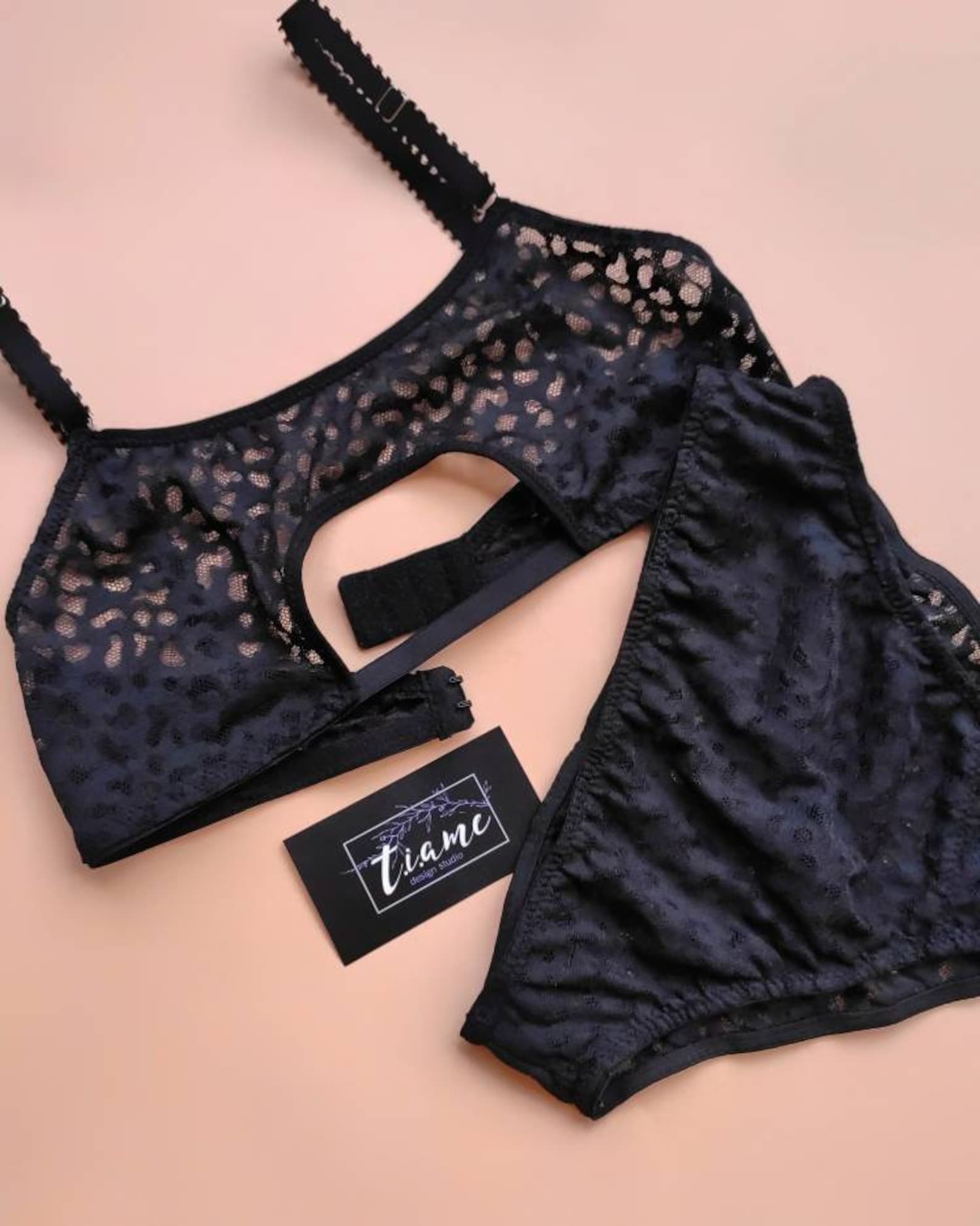 Leopard print basic underwear brazilian panties top black Etsy