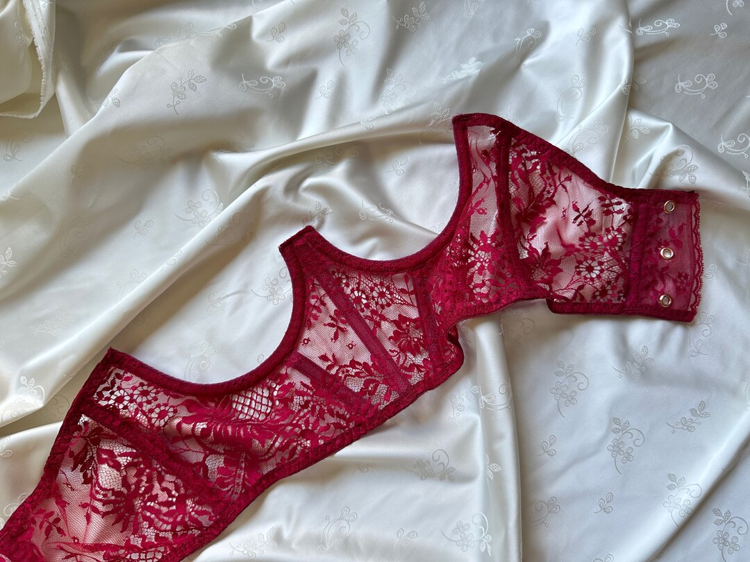 Raso Burgundy Underbust Corset In Tissue Flocking