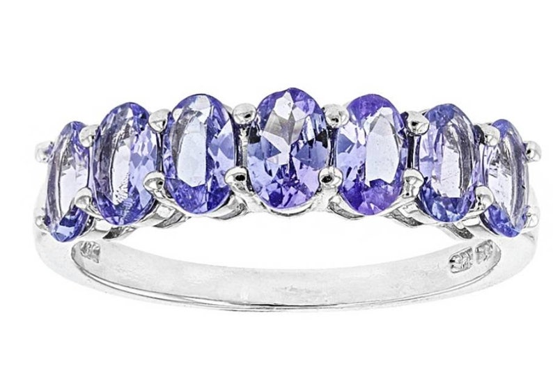Tanzanite Rhodium over Sterling Silver 7-stone Band Ring 1.54ctw