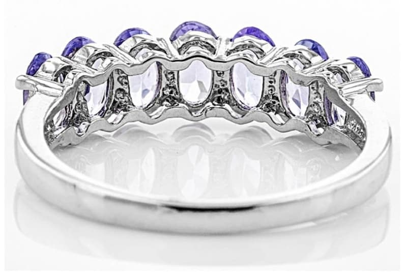 Tanzanite Rhodium over Sterling Silver 7-stone Band Ring 1.54ctw