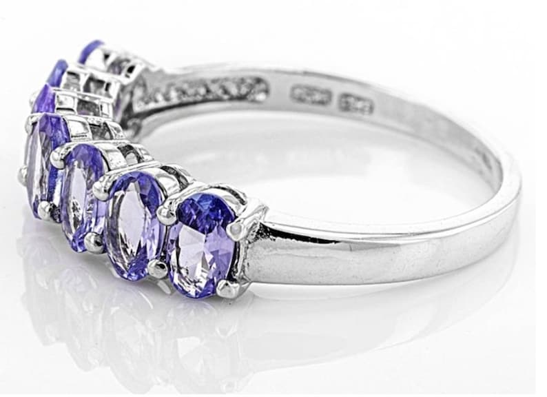 Tanzanite Rhodium over Sterling Silver 7-stone Band Ring 1.54ctw