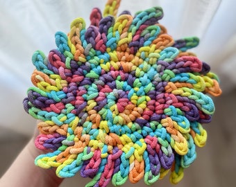 Crochet bright coasters set. Party coasters