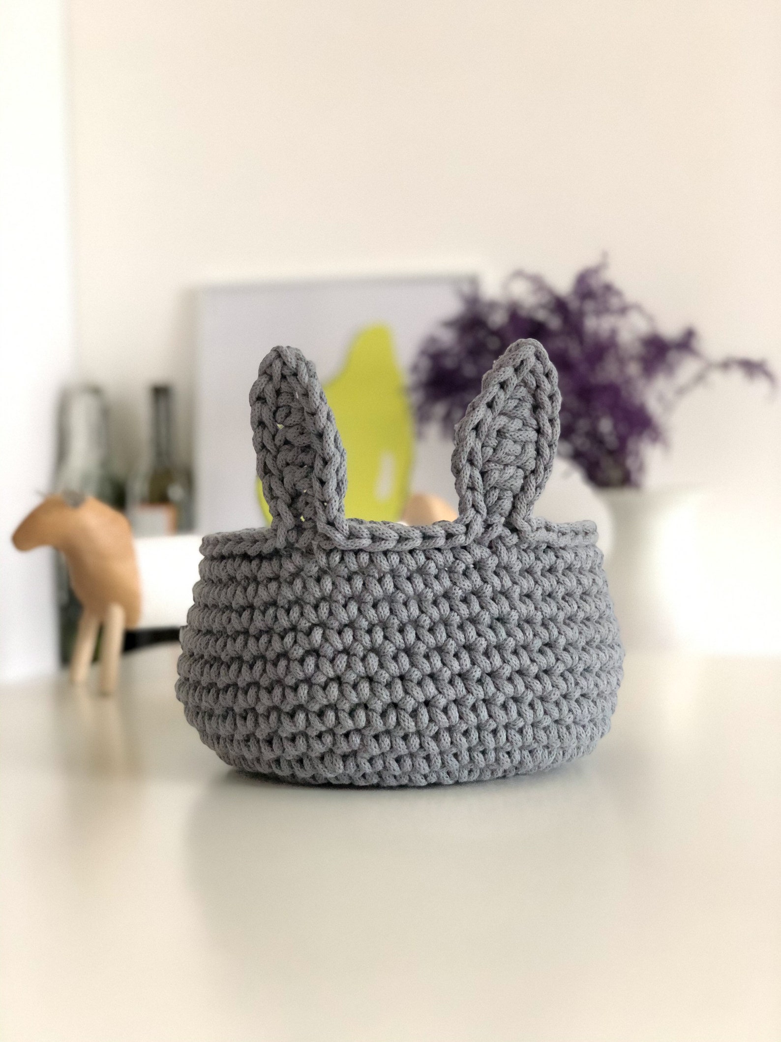 Crochet nursery bunny basket. Crochet toys basket Etsy