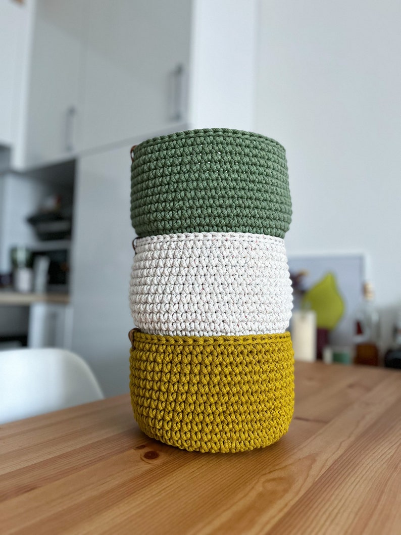 Crochet home decor basket. Eco friendly home storage organizer Spicy yellow