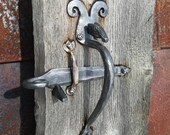 Door thumb-latch handle Set Forged iron Thumb Pull Handle with bufalo head Old Traditional Style thumb Latch