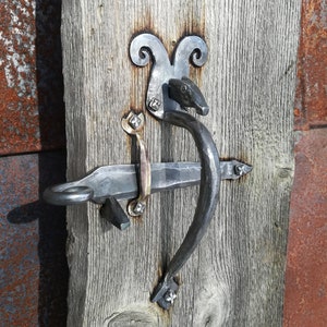 Blacksmith Door thumb-latch handle Set/ Forged iron Thumb Pull Handle with buffalo head/ Old Traditional Style thumb Latch