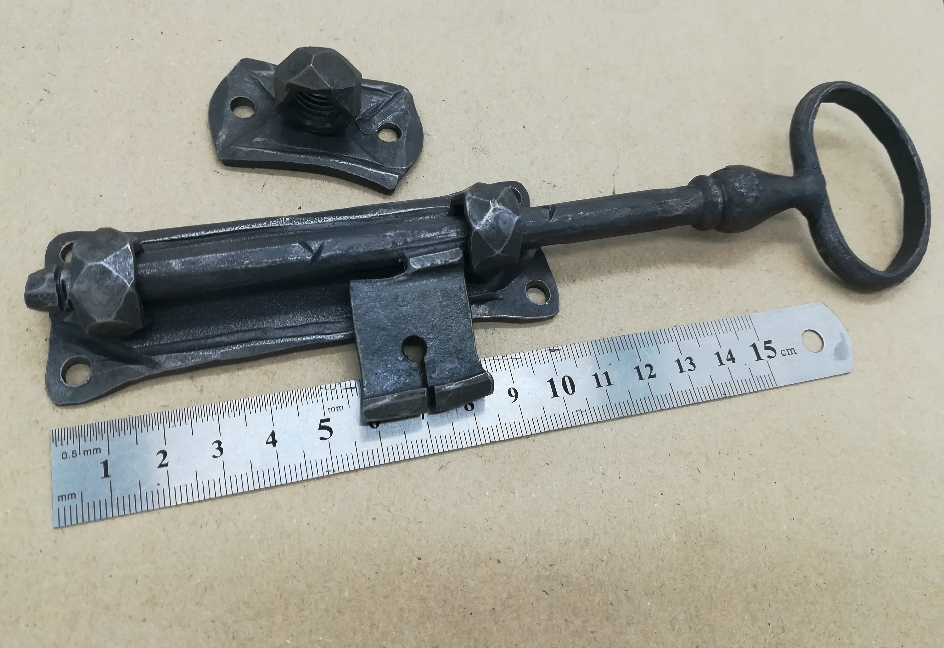 Blacksmith Iron Door Bolt key With Keeper Plate Etsy