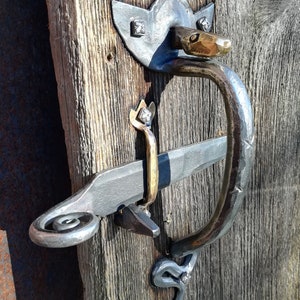 Geschmiedete Eisen Schlange Türriegel Set, Traditionelle Style Thumb Handle
