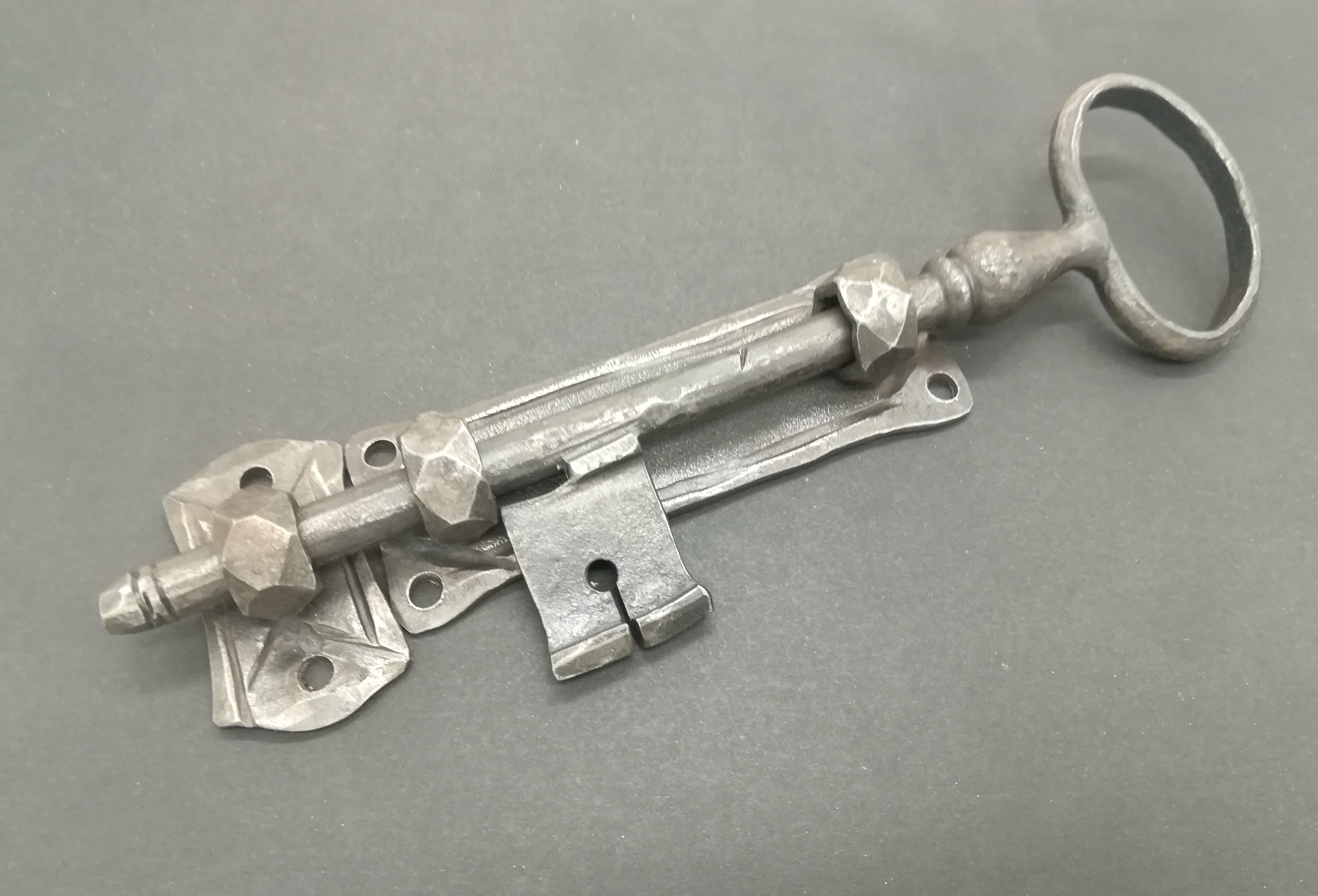 Blacksmith Iron Door Bolt key With Keeper Plate Etsy