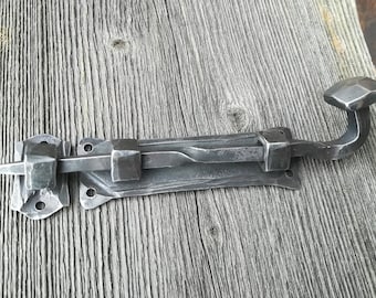 Blacksmith Iron Door Bolt "NAIL" With Keeper Plate /Handmade