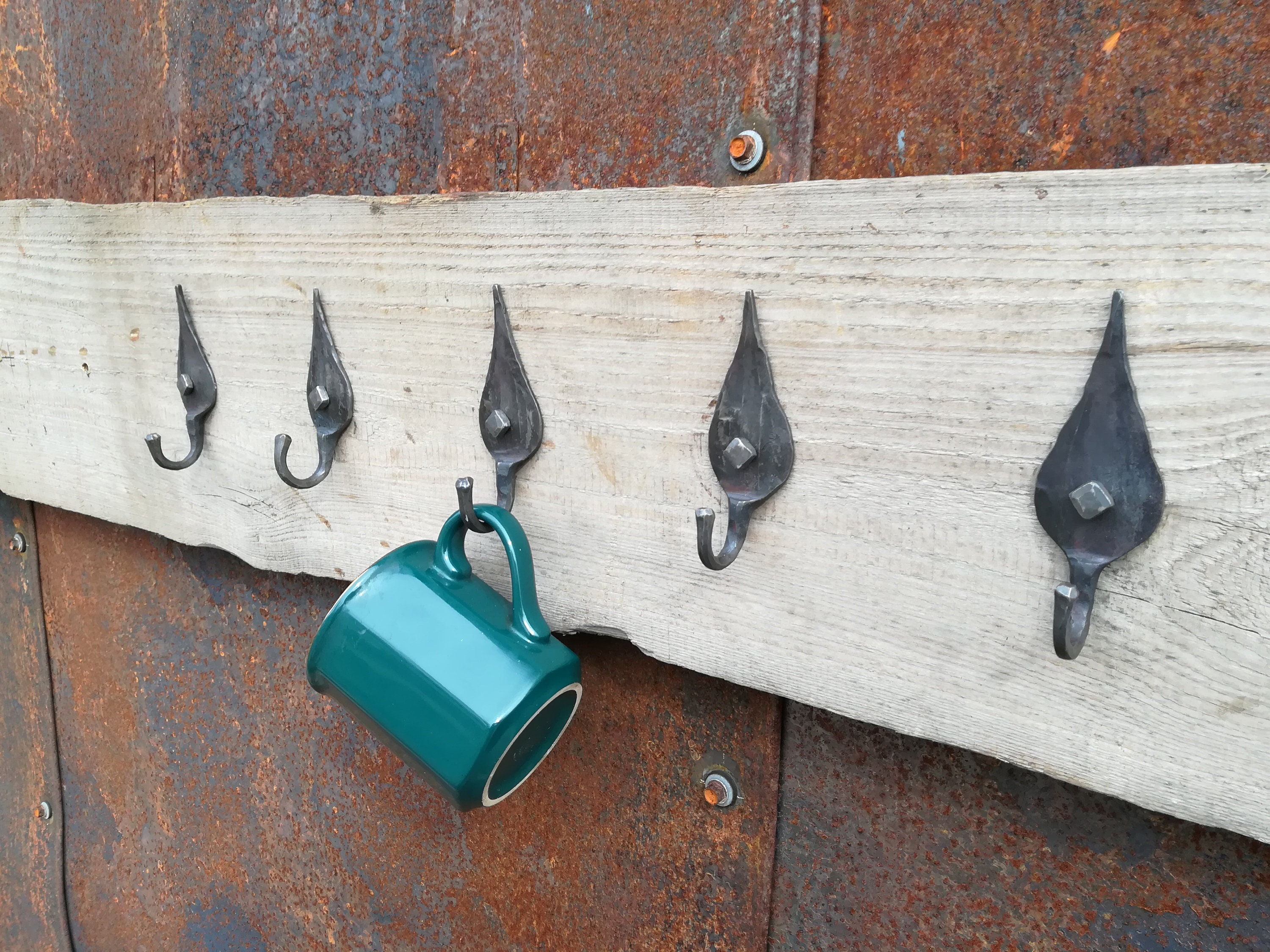 5pc Screw Set Iron Leaf Wall Hooks Blacksmith Coat Kitchen - Etsy