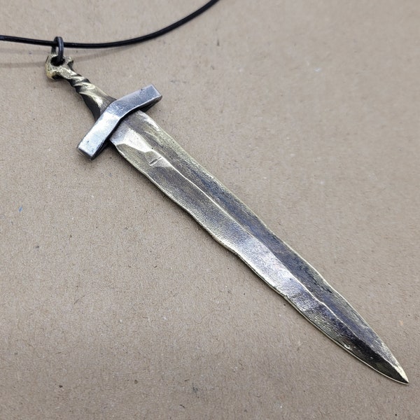 Viking sword pendant, Hand forged, Medieval  sword brass pendant, Accessories, belt pendant, Necklace,Four sizes to choose from