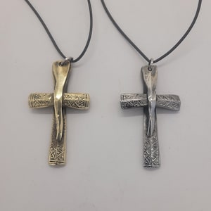 1 pc Decorated Cross pendant, forged brass or stainless steel pendant, Spiritual Jewelry