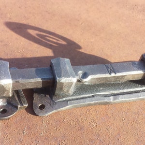 Blacksmith Iron Door Bolt With Keeper Plate With Monkey Tail Handmade