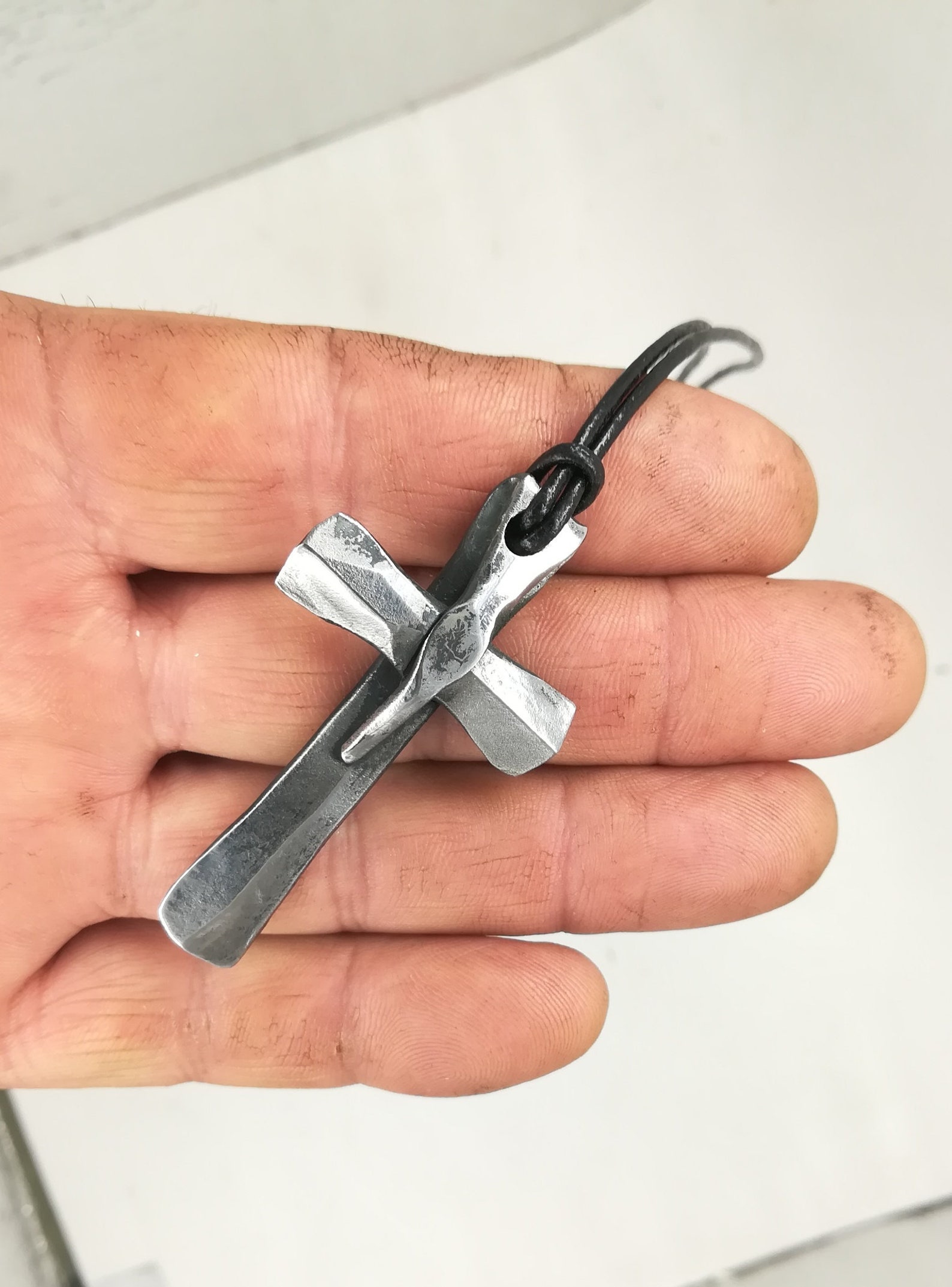 Cross necklace steel pendant iron jewelry wrought Etsy