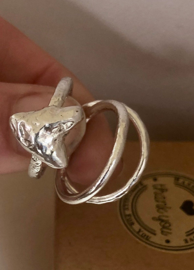 Sterling Silver Stacking Ring Set Melty Love Heart Stacking Ring Set