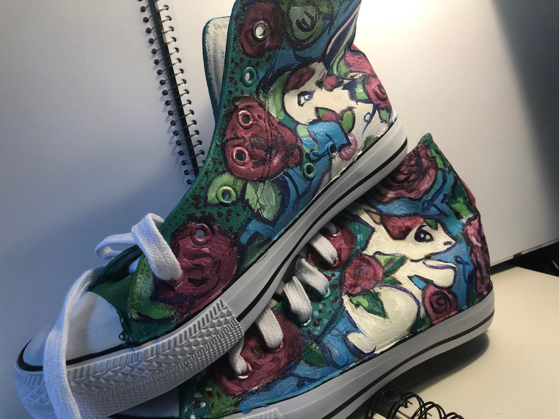 Hand Painted Hi Top Sneakers/ Never Repeated Original Designs Etsy
