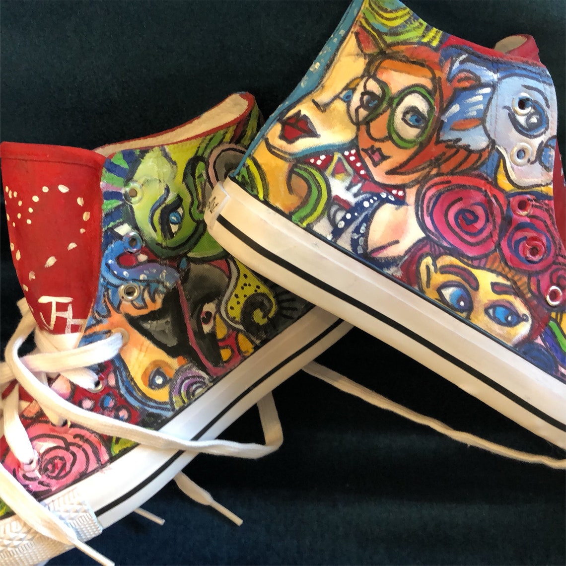 Hand Painted Hi Top Sneakers/ Never Repeated Original Designs Etsy UK