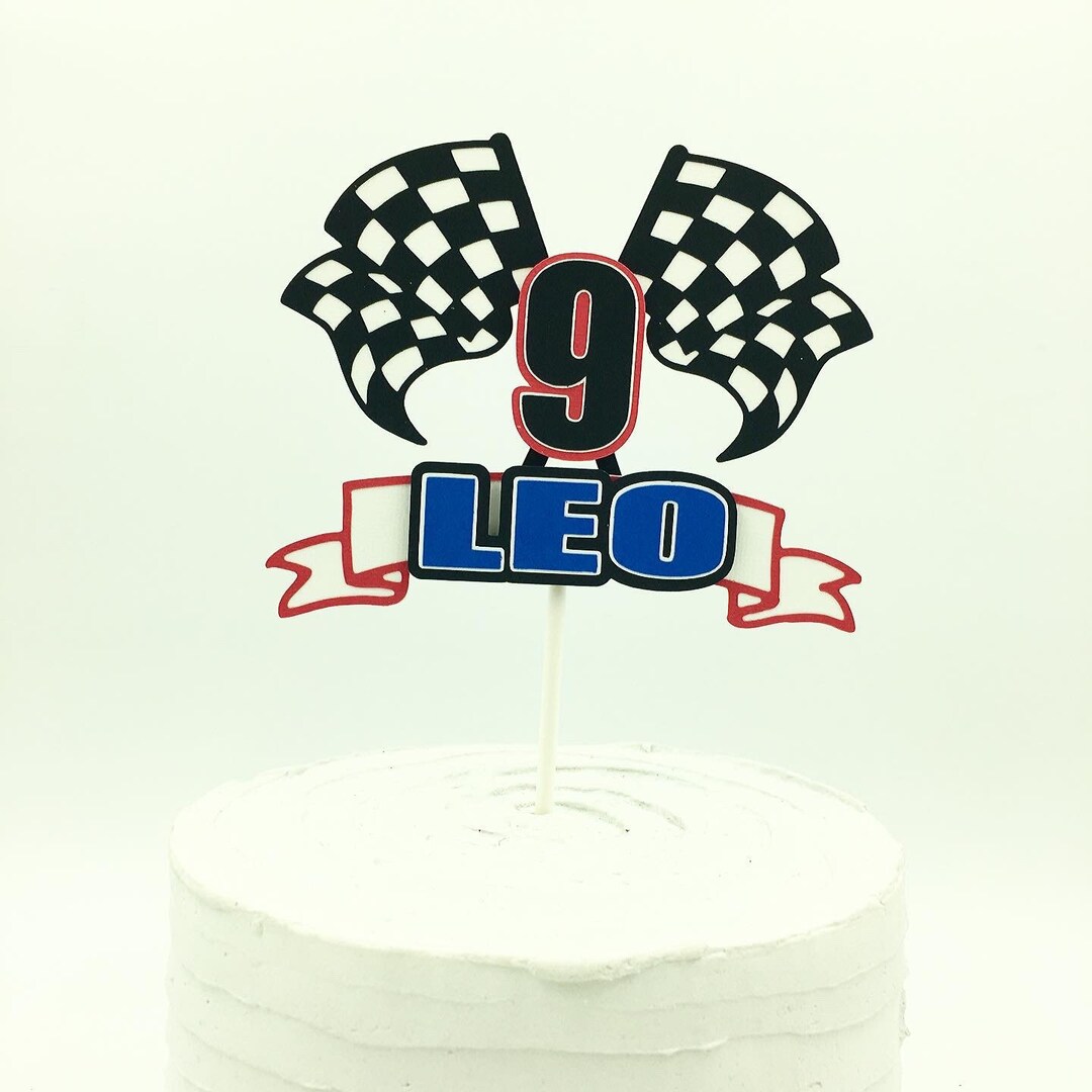 Racing Cake Topper Race Car Cake Topper Checkered Flag Cake Etsy