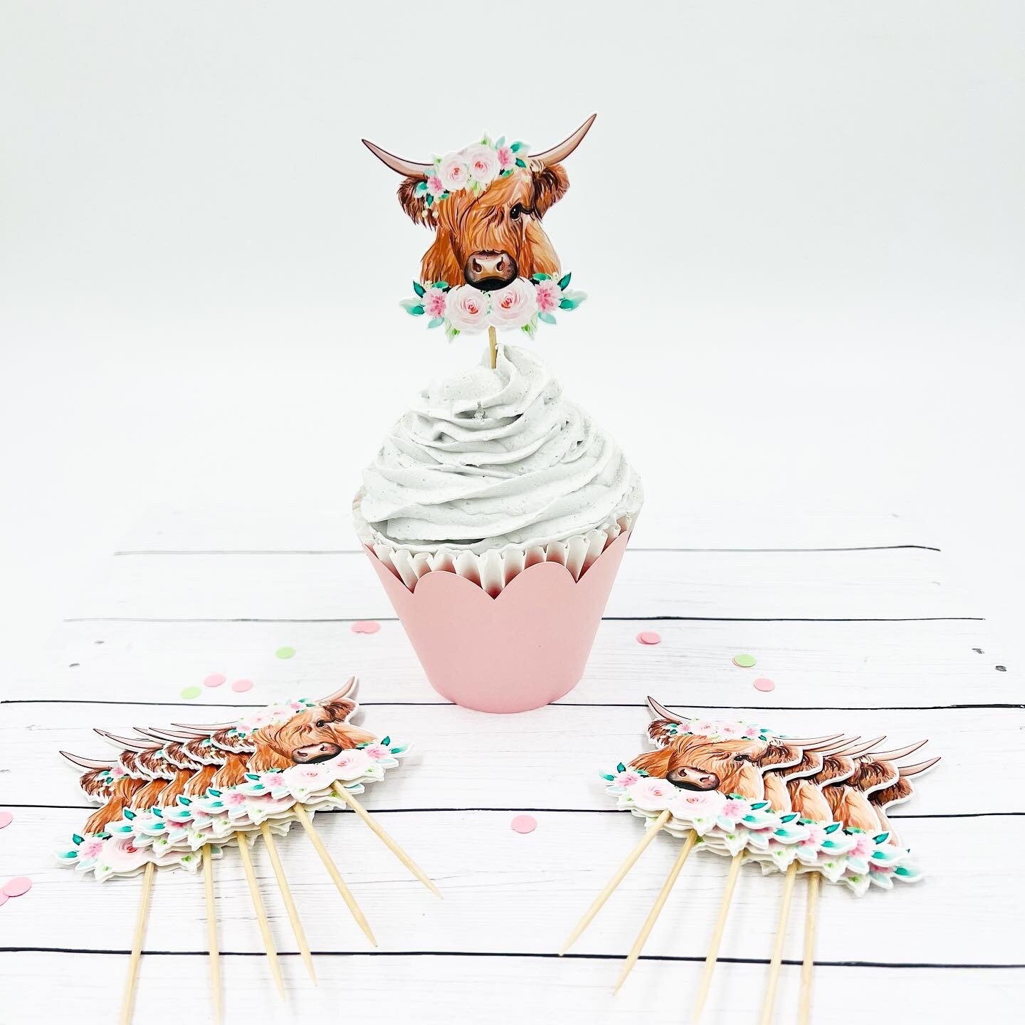 Highland Cow Cupcake Toppers Cow Party Decorations Etsy