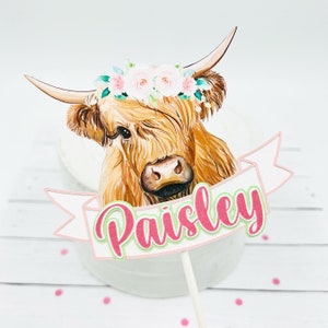 Highland cow cake topper, Highland cow baby shower, baby shower cake topper, baby shower decorations, baby shower centerpiece