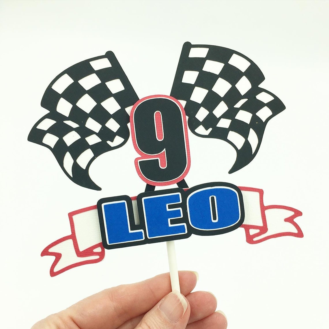 Racing cake topper race car cake topper checkered flag cake Etsy