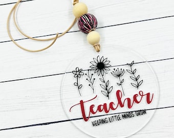 Teacher car charm , rearview mirror hanger , gift for teacher , helping little ones grow