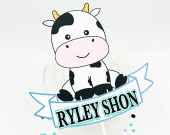 cow cake topper, cow baby shower, baby boy cake topper, baby shower decorations