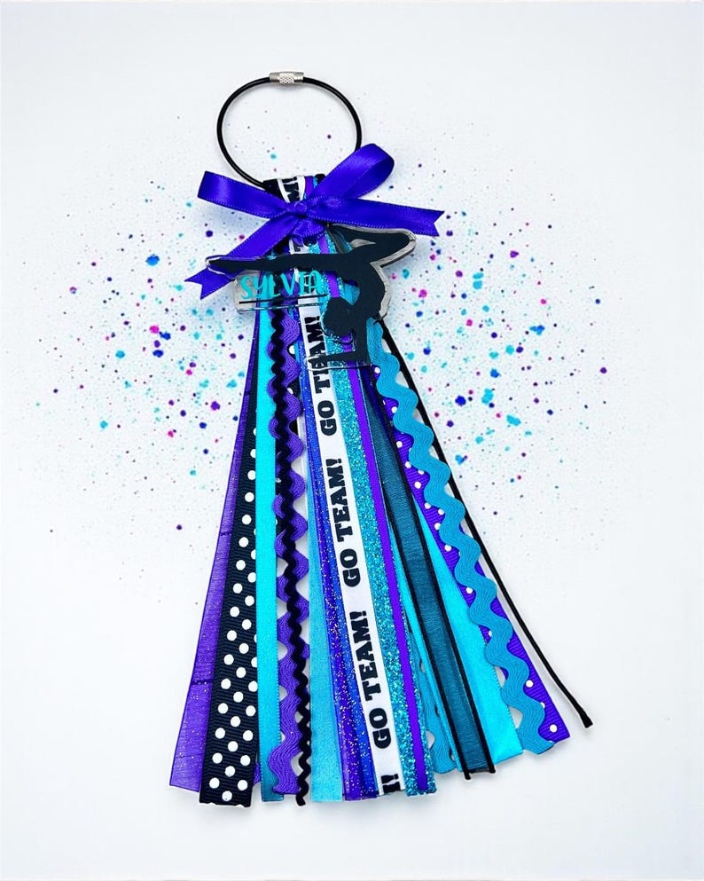 Gymnastics bag tassel, Custom name backpack charm for athletes, Personalized team gifts, sports keychain accessory, meet favor image 13