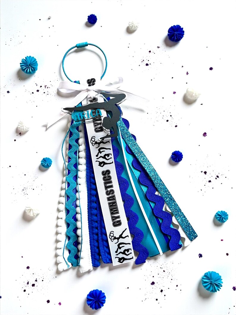 Gymnastics bag tassel, Custom name backpack charm for athletes, Personalized team gifts, sports keychain accessory, meet favor image 14