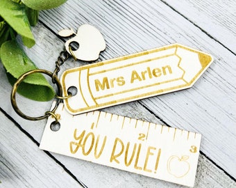 Teacher keychain , teacher appreciation gift , you rule keychain , personalized teacher gift