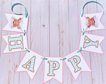 Highland cow birthday banner , cow party banner , Highland cow birthday decoration , Highland cow sign