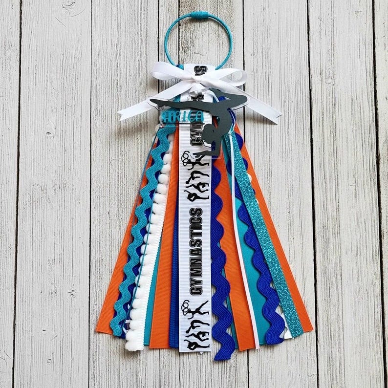 Gymnastics bag tassel, Custom name backpack charm for athletes, Personalized team gifts, sports keychain accessory, meet favor image 11
