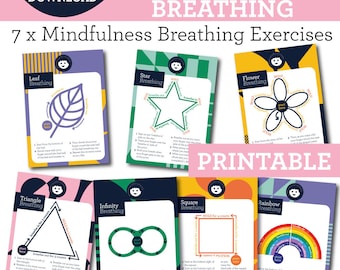 Mindfulness Breathing Cards Mindfulness Breathing Cards for Kids - Coping Skills & Anxiety Relief