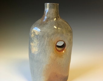 Sale - Ceramic hole vase - 8 3/4H x 5W