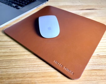 Personalised Leather Mouse Pad, Leather Mouse Mat, Thick Leather Mouse Pad, Christmas Gift Ideas for men, WFH