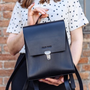Mini Leather Backpack Women, Small Leather Backpack, Black Leather Backpack, College Bag, Christmas Gifts For Her