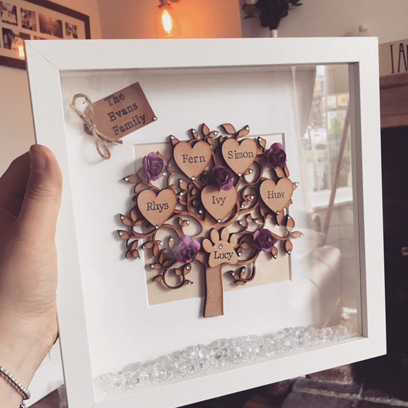 Crystals Personalised Keepsake Personalisation Love Pawprints Family Tree Grandchildren Tree Mothers Day Gift Grandparents Handmade