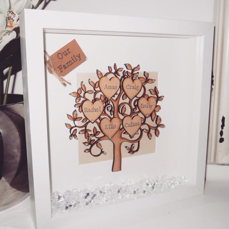 Crystals Personalised Keepsake Personalisation Love Pawprints Family Tree Grandchildren Tree Mothers Day Gift Grandparents Handmade