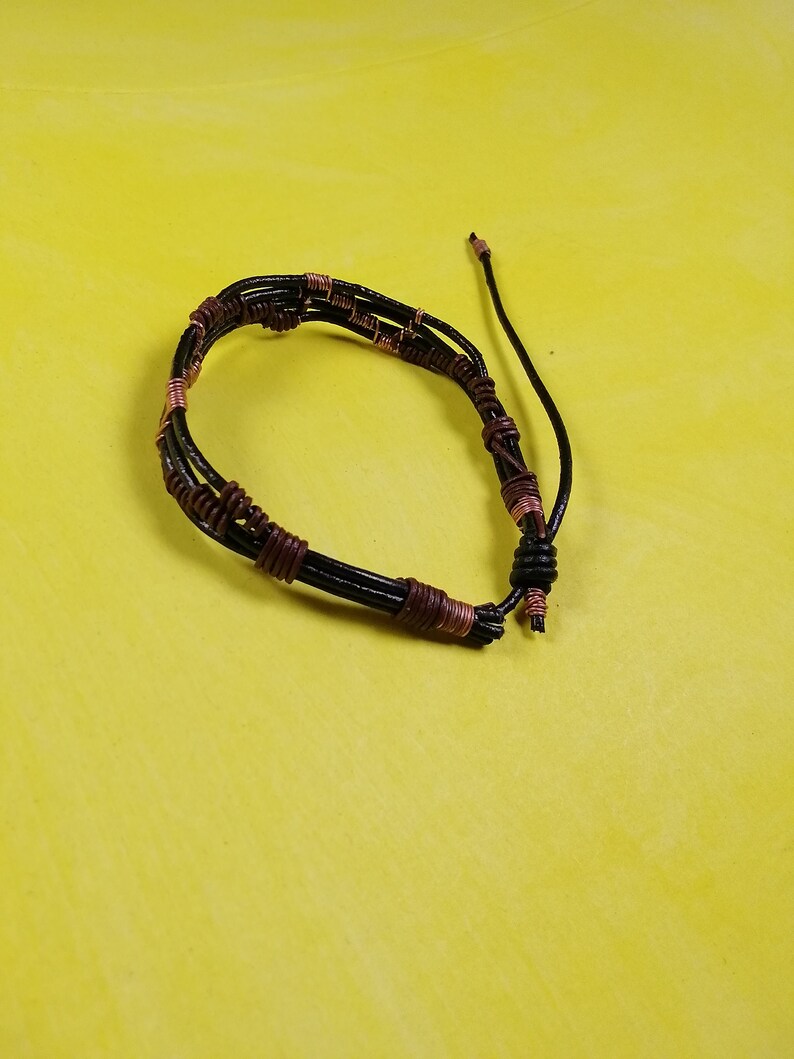Men/'s Black leather bracelet Gift for men Bracelet for Men Men/'s brown leather bracelet Copper leather bracelet