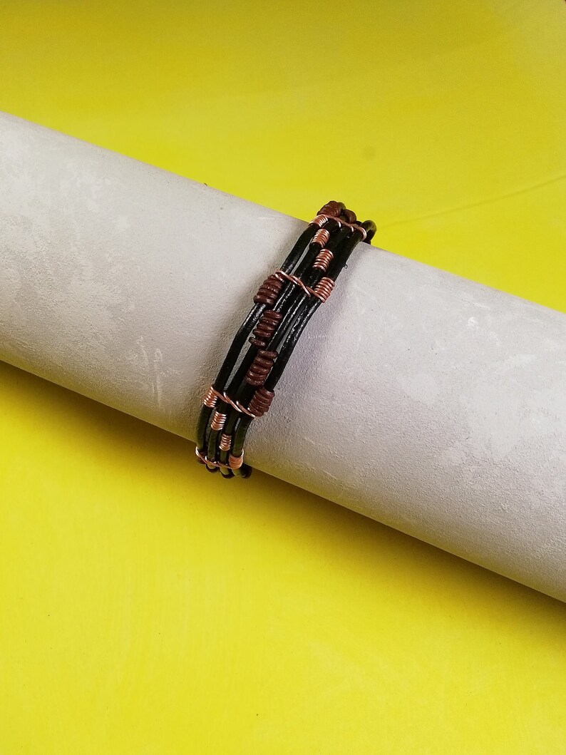 Men/'s Black leather bracelet Gift for men Bracelet for Men Men/'s brown leather bracelet Copper leather bracelet