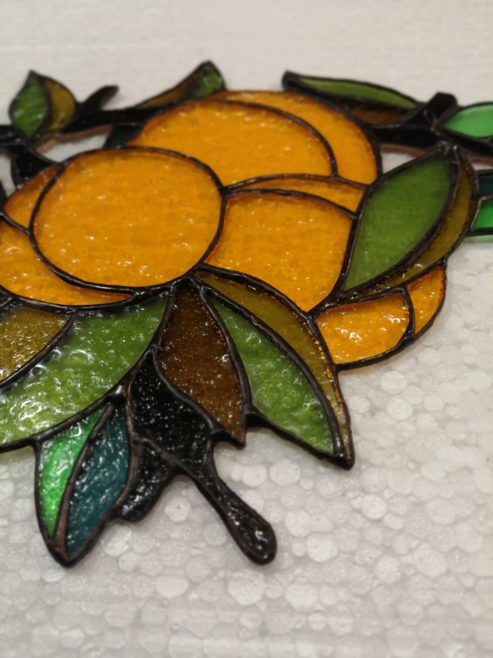Orange Fruit Stained Glass Window Hanging Kitchen Home Decor Etsy