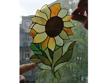Sunflower Stained Glass Window Hanging Panel Suncatcher Home decor