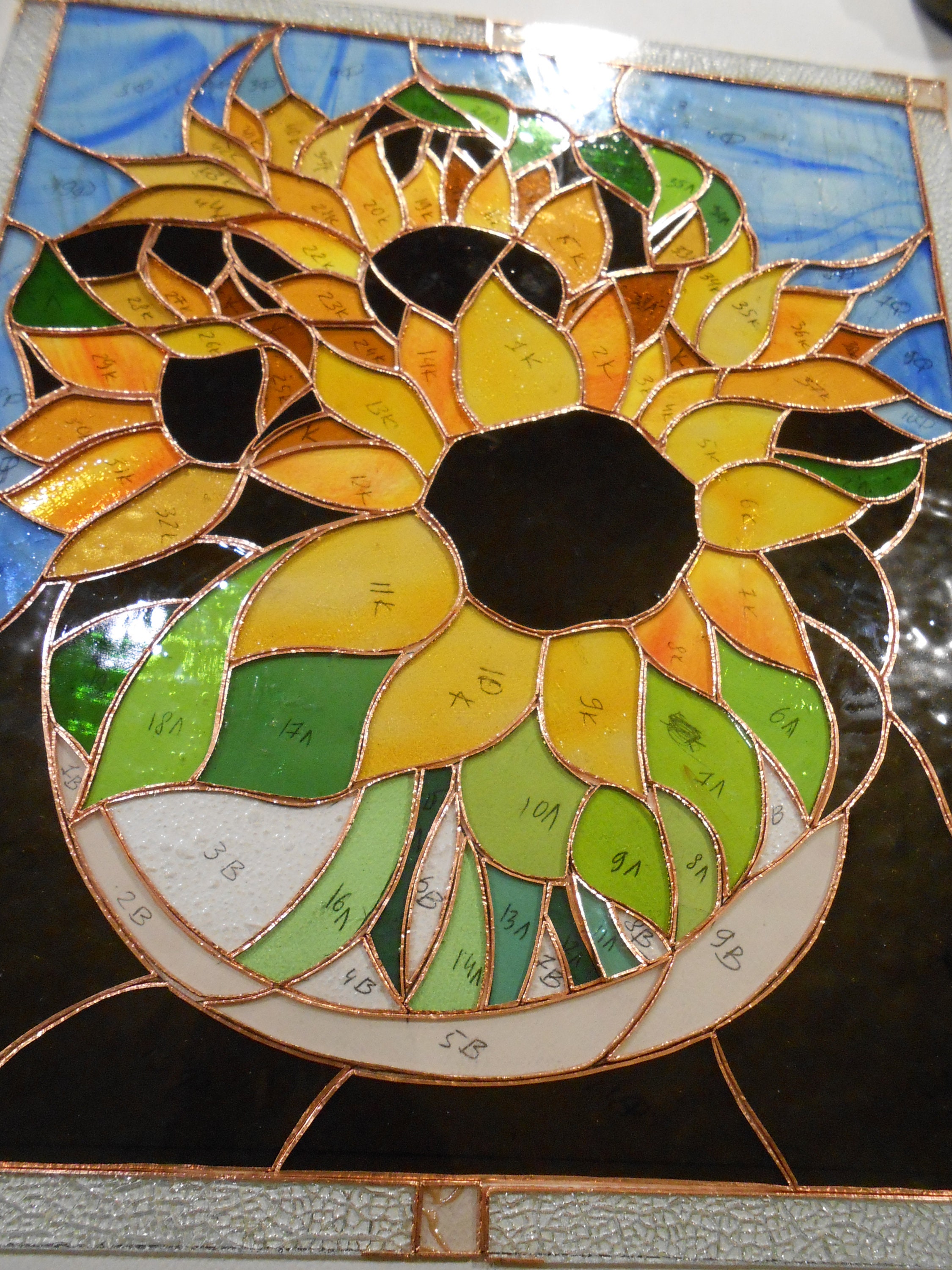 Sunflowers in Vase Stained Glass Panel Suncatcher - Etsy