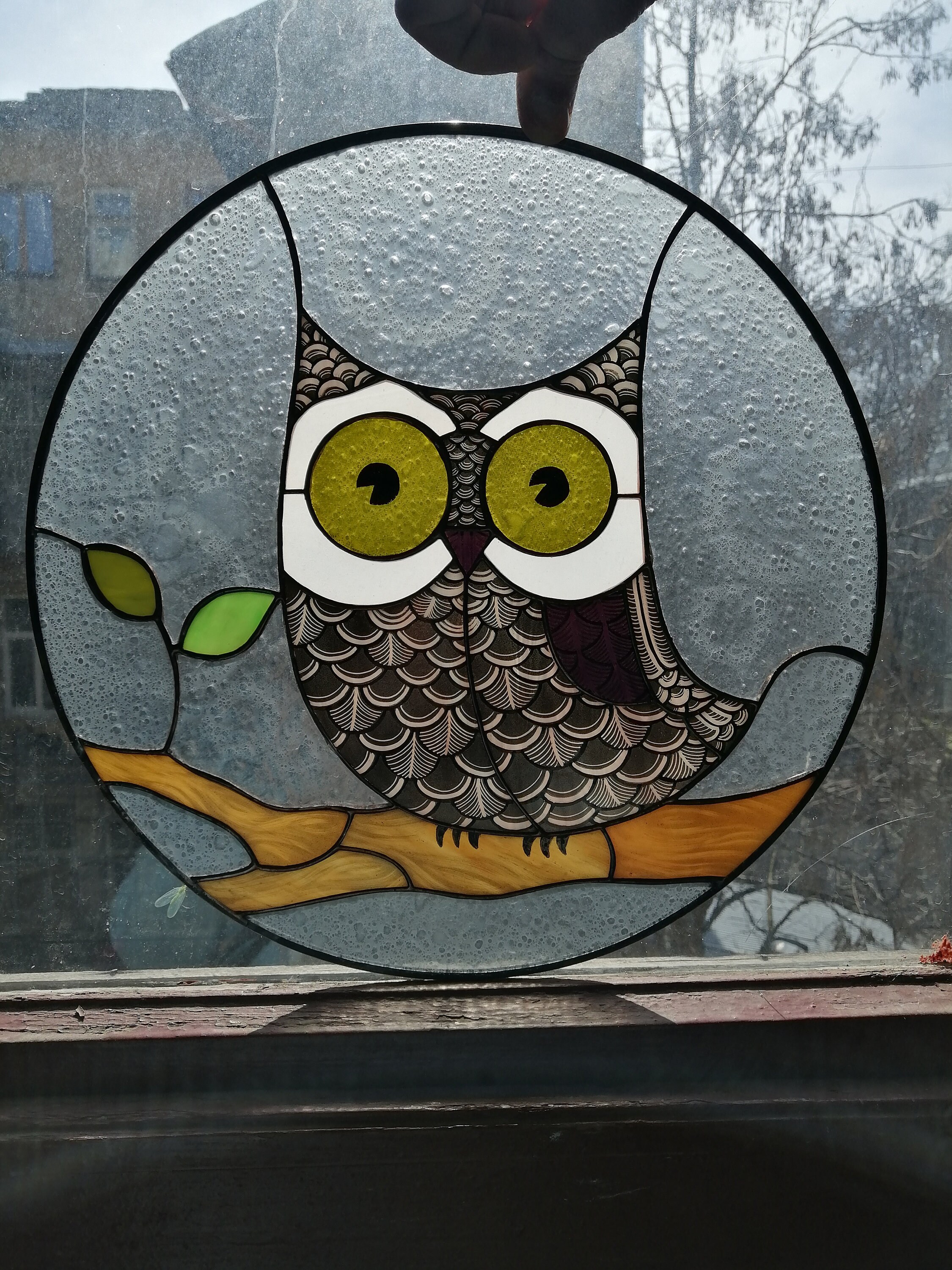 Owl Bird Stained Glass Window Hanging Home Decor Suncatcher Etsy India